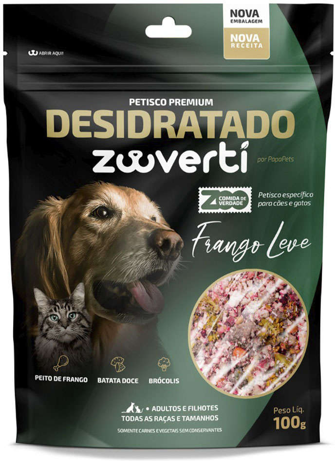 Petisco Papapets Zooverti Desidratado Frango Leve para Cães e Gatos - 100 g