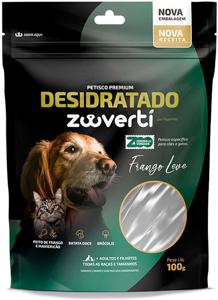 Petisco Papapets Zooverti Desidratado Frango Leve para Cães e Gatos - 100 g