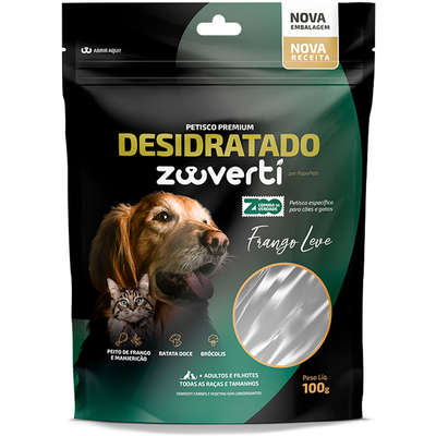 Petisco Papapets Zooverti Desidratado Frango Leve para Cães e Gatos