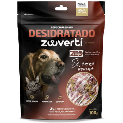 Petisco Papapets Zooverti Desidratado Só Carne Bovina para Cães e Gatos