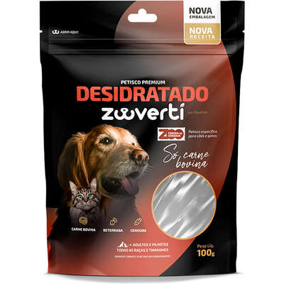Petisco Papapets Zooverti Desidratado Só Carne Bovina para Cães e Gatos