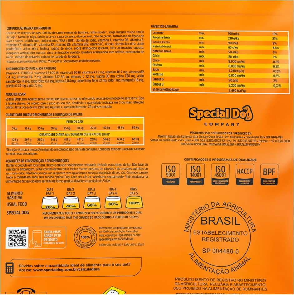 Ração Special Dog Premium Carne para Cães Adultos - 20Kg
