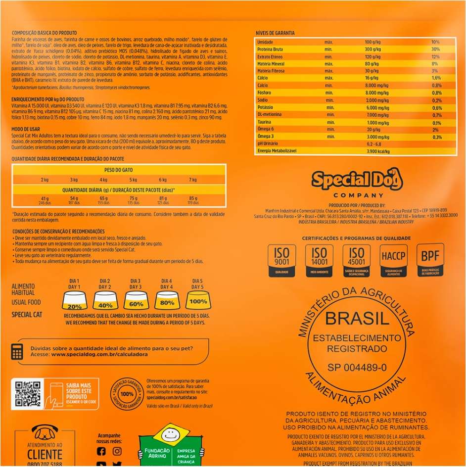 Ração Special Cat Mix Premium para Gatos Adultos - 20Kg