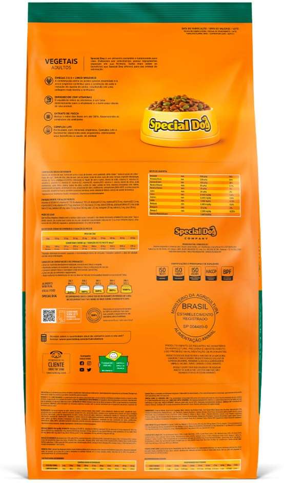Ração Special Dog Premium Vegetais para Cães Adultos - 20Kg