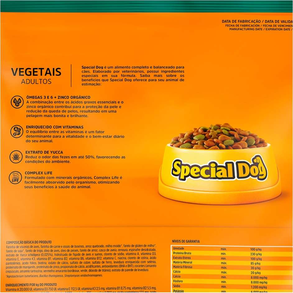 Ração Special Dog Premium Vegetais para Cães Adultos - 20Kg