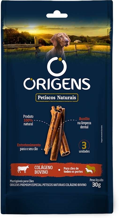 Petisco Origens para Cães Adultos Colágeno Bovino - 3 Unidades