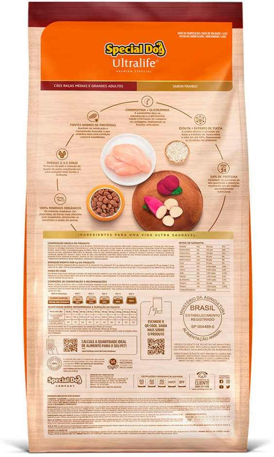 Ração Special Dog Ultralife para Cães Adultos de Raças Médias e Grandes - 15Kg