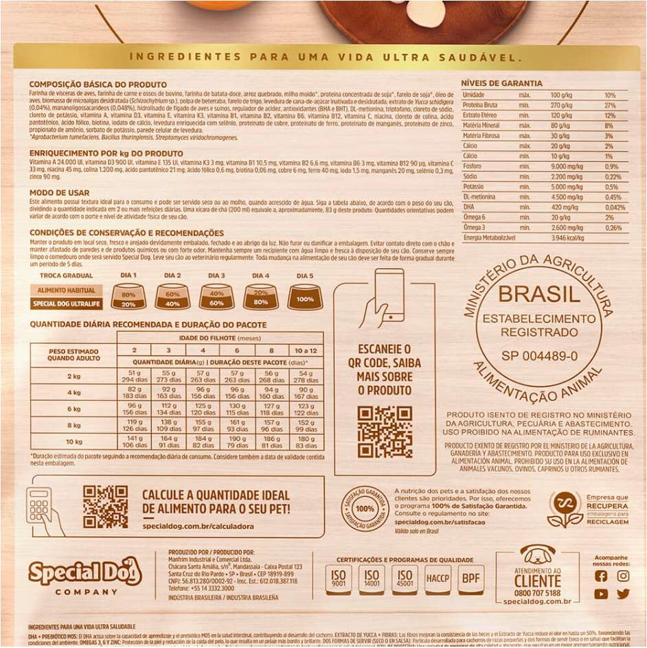 Ração Special Dog Ultralife para Cães Filhotes de Raças Pequenas - 15Kg