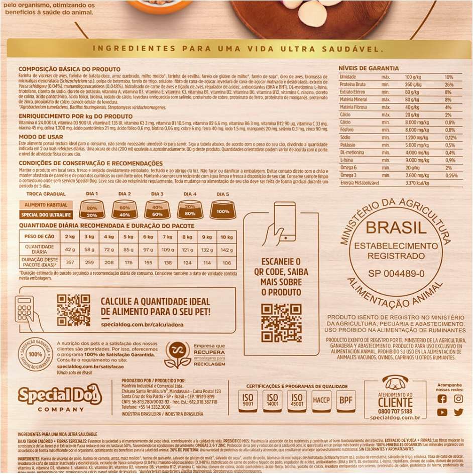 Ração Special Dog Ultralife Light para Cães de Raças Pequenas - 15Kg