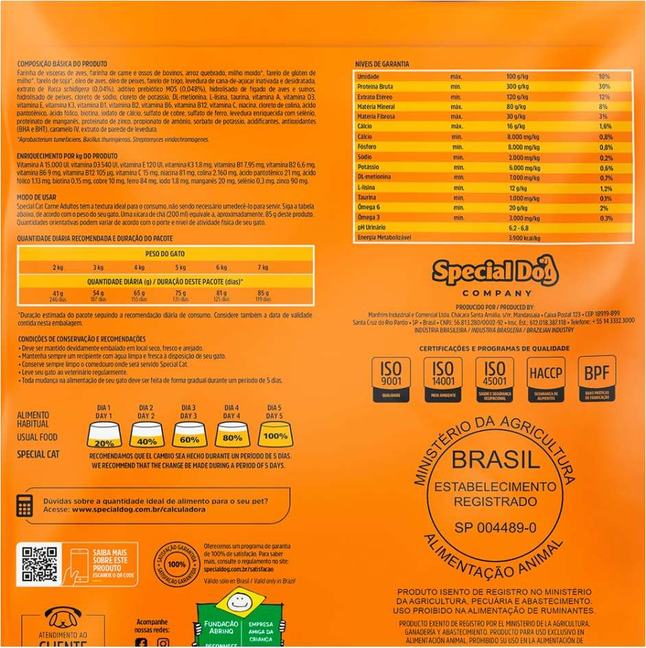 Ração Special Cat Premium Carne para Gatos Adultos - 20Kg