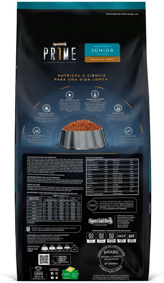 Ração Special Dog Prime Júnior para Cães Filhotes de Raças Médias - 20Kg