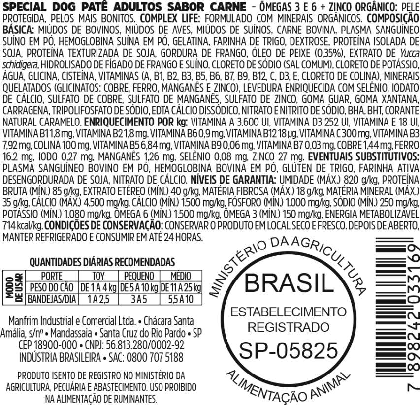 Ração Úmida Special Dog Patê Carne para Cães Adultos - 150 g