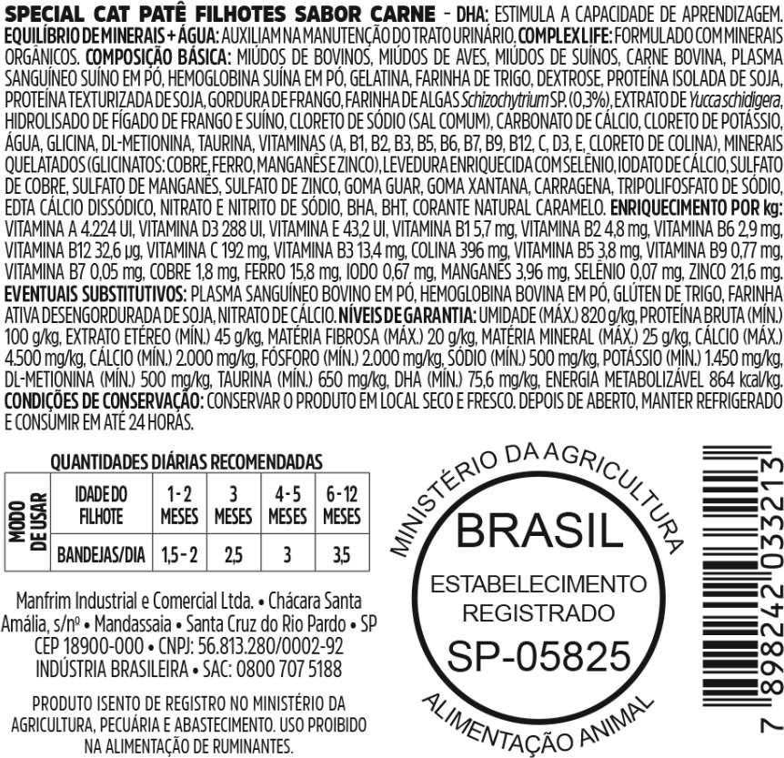 Ração Úmida Special Cat Patê Carne para Gatos Filhotes - 100 g