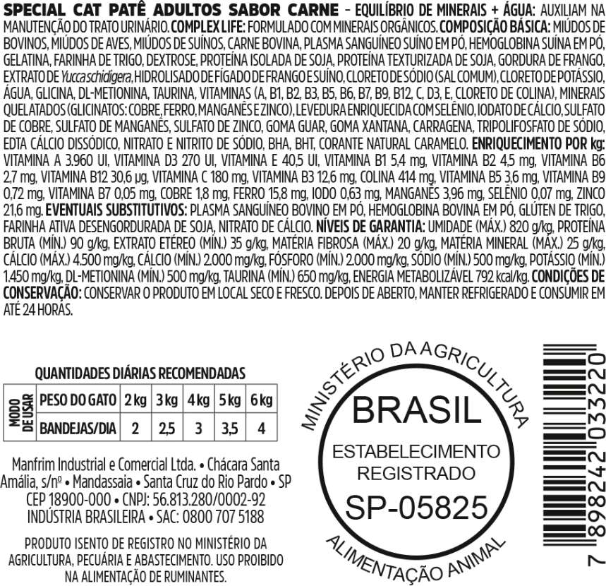 Ração Úmida Special Cat Patê Carne para Gatos Adultos - 100 g