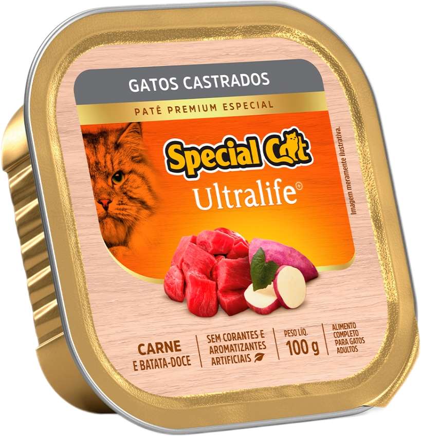 Ração Úmida Patê Special Cat Patê Carne para Gatos Castrados - 100 g