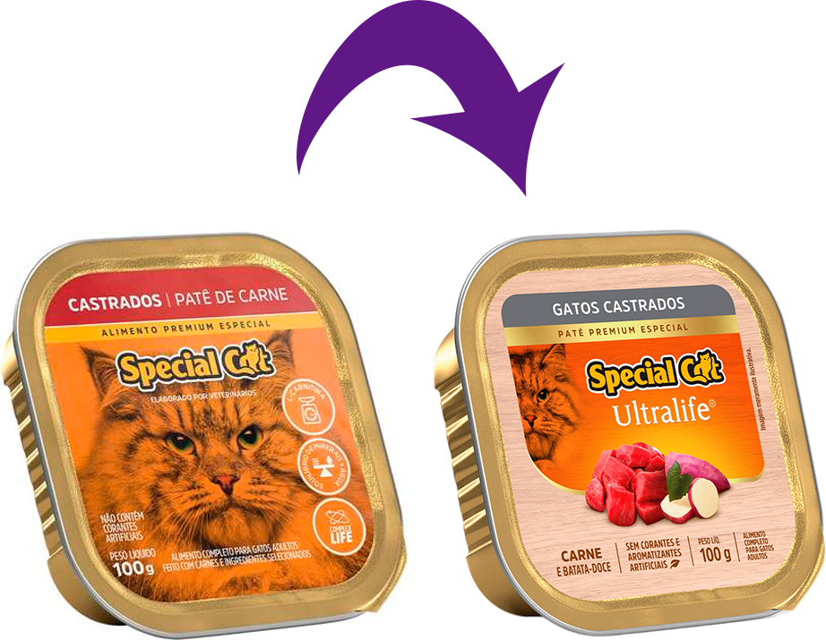 Ração Úmida Patê Special Cat Patê Carne para Gatos Castrados - 100 g