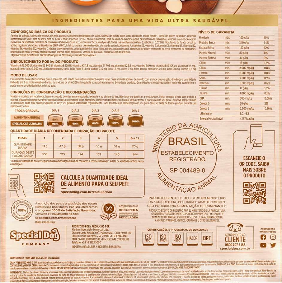 Ração Seca Special Cat Ultralife Salmão e Arroz para Gatos Filhotes - 3Kg