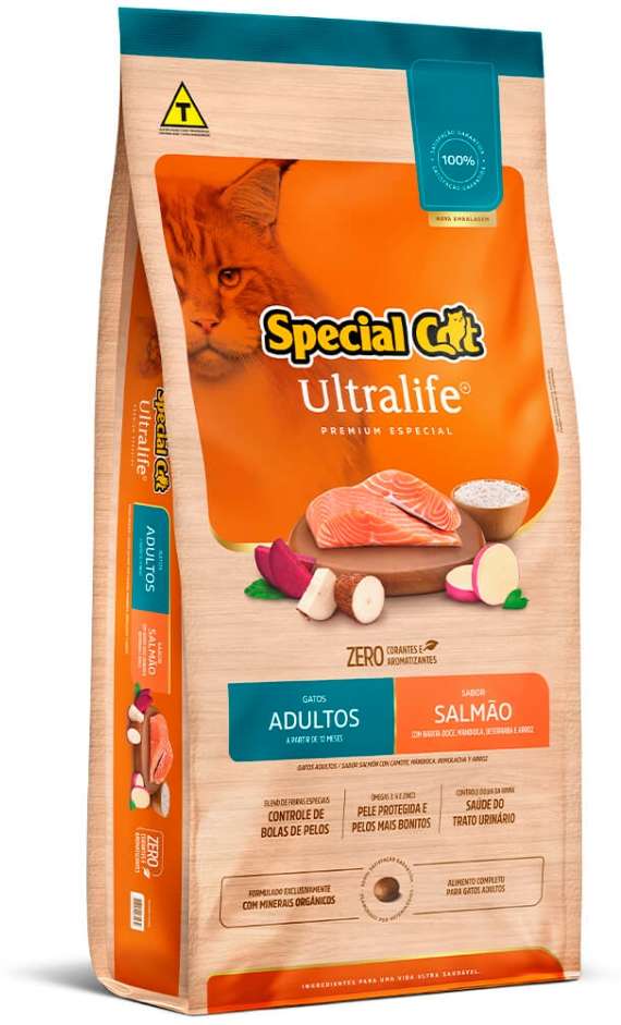 Ração Seca Special Cat Ultralife Salmão e Arroz para Gatos Adultos - 10,1Kg