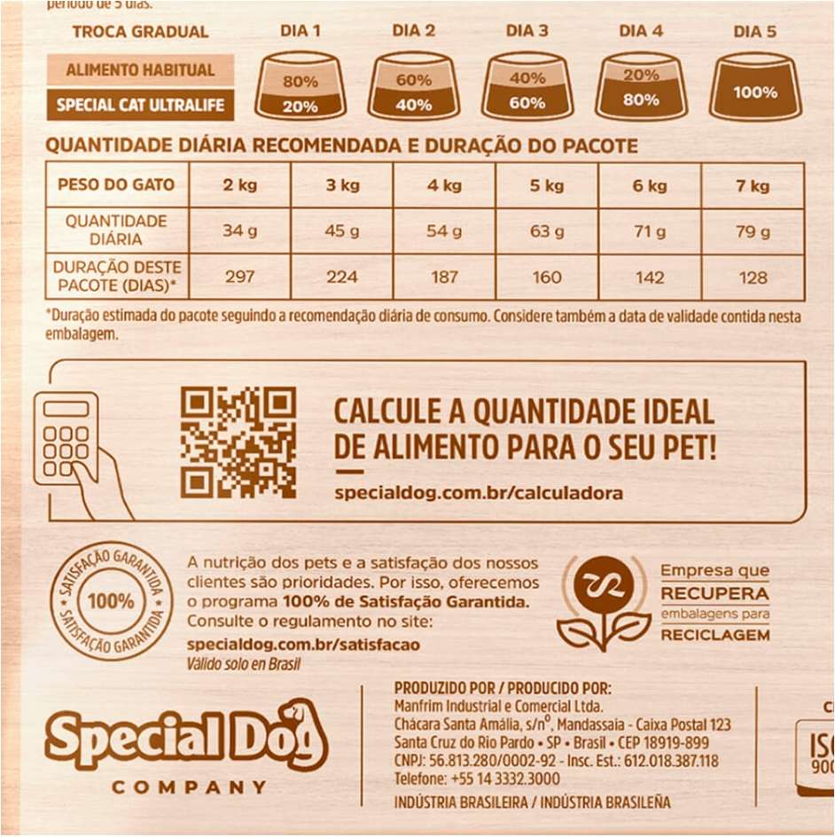 Ração Seca Special Cat Ultralife Salmão e Arroz para Gatos Adultos - 10,1Kg