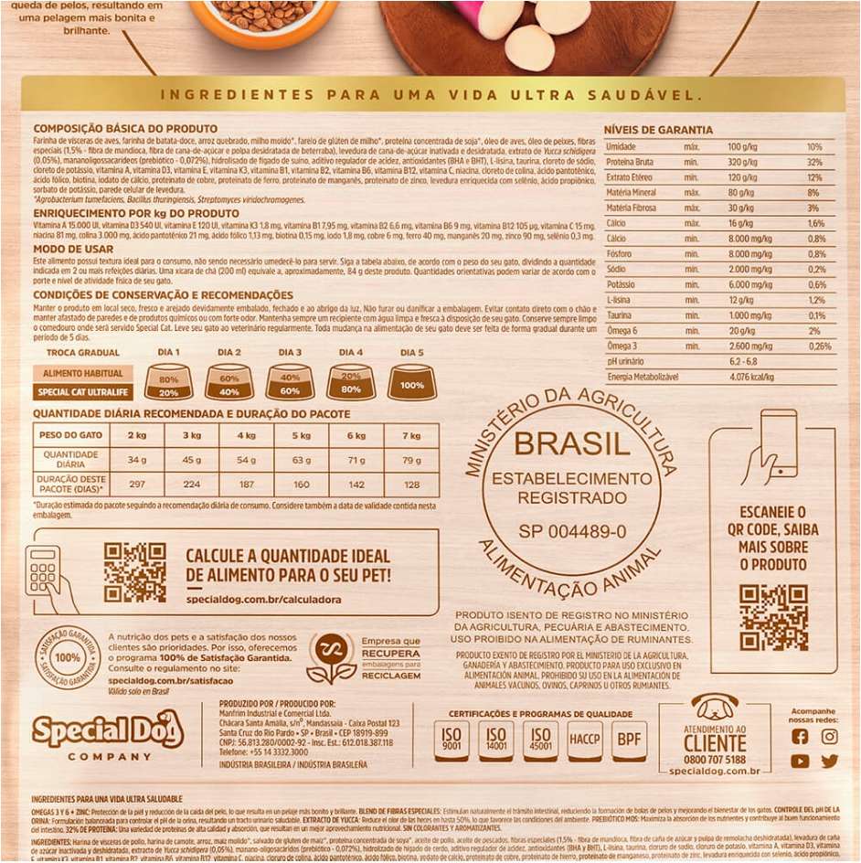 Ração Seca Special Cat Ultralife Frango e Arroz para Gatos Adultos - 10,1Kg