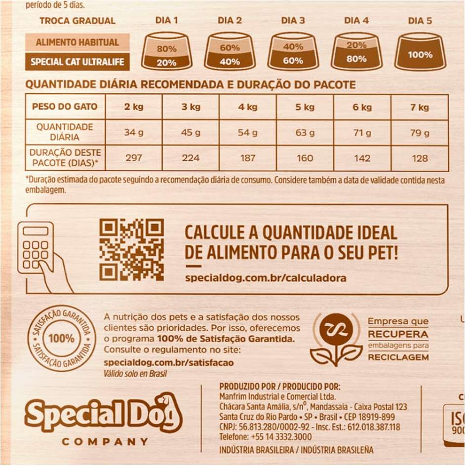 Ração Seca Special Cat Ultralife Frango e Arroz para Gatos Adultos - 10,1Kg