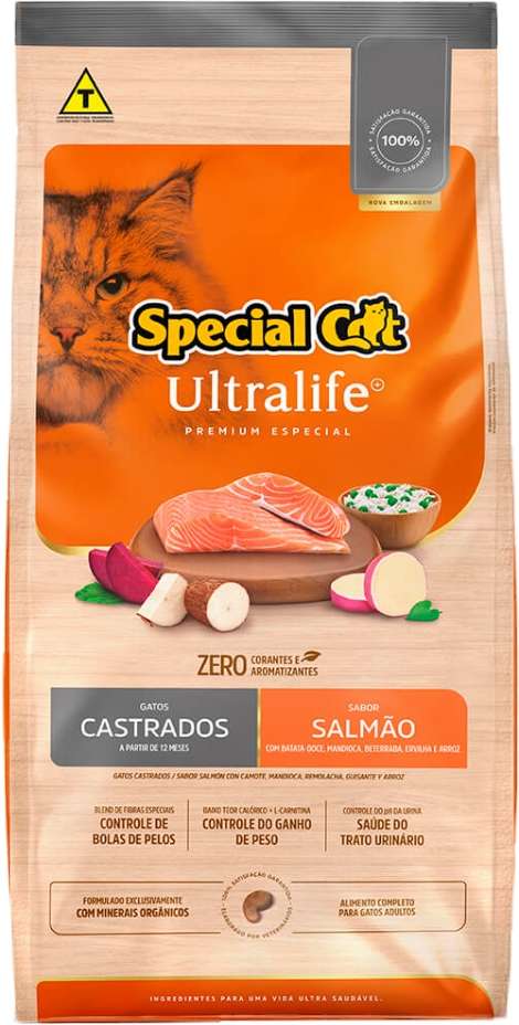 Ração Seca Special Cat Ultralife Salmão e Arroz para Gatos Castrados - 10,1Kg