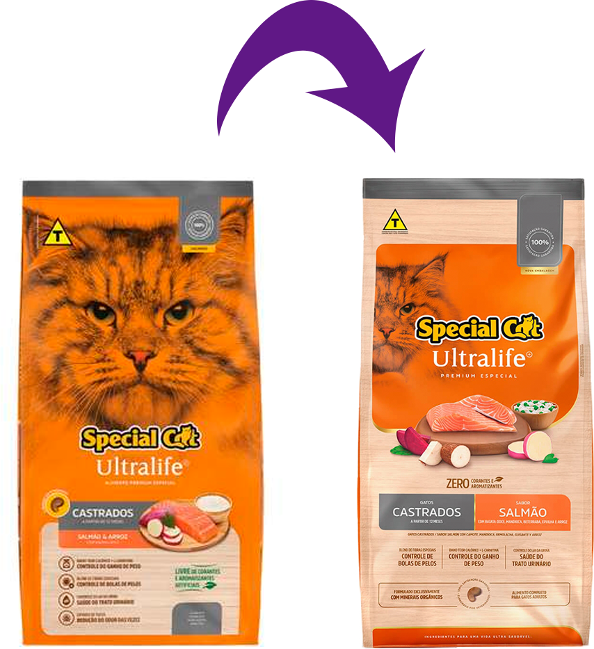 Ração Seca Special Cat Ultralife Salmão e Arroz para Gatos Castrados - 10,1Kg