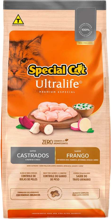Ração Seca Special Cat Ultralife Frango e Arroz para Gatos Castrados - 10,1Kg