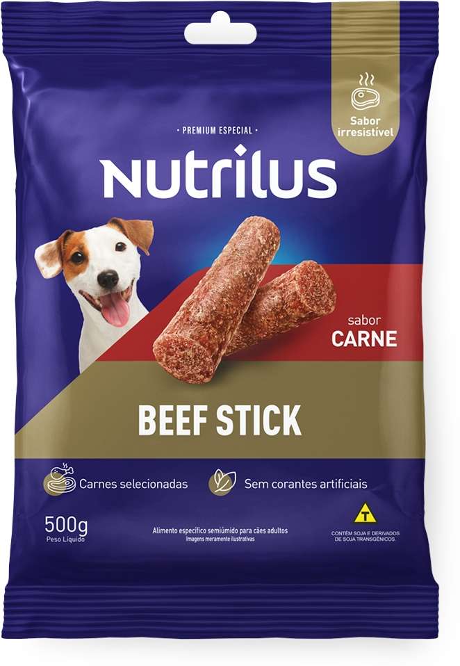 Bifinho Nutrilus Mini Stick para Cães Adultos Sabor Carne - 500g
