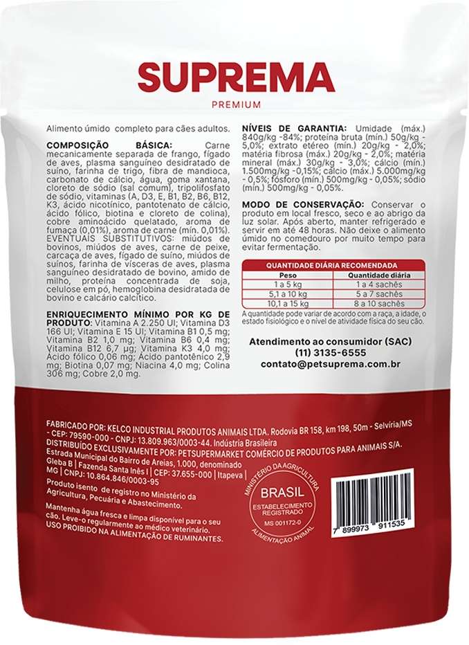 Ração Úmida Suprema Carne ao Molho para Cães Adultos de Raças Pequenas - 100 g