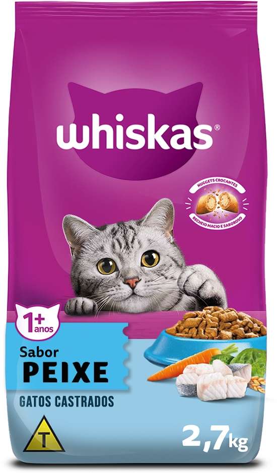 Ração Seca Whiskas Peixe para Gatos Adultos Castrados - 2,7Kg