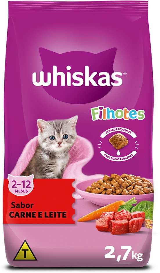Ração Whiskas Carne e Leite para Gatos Filhotes - 2,7Kg