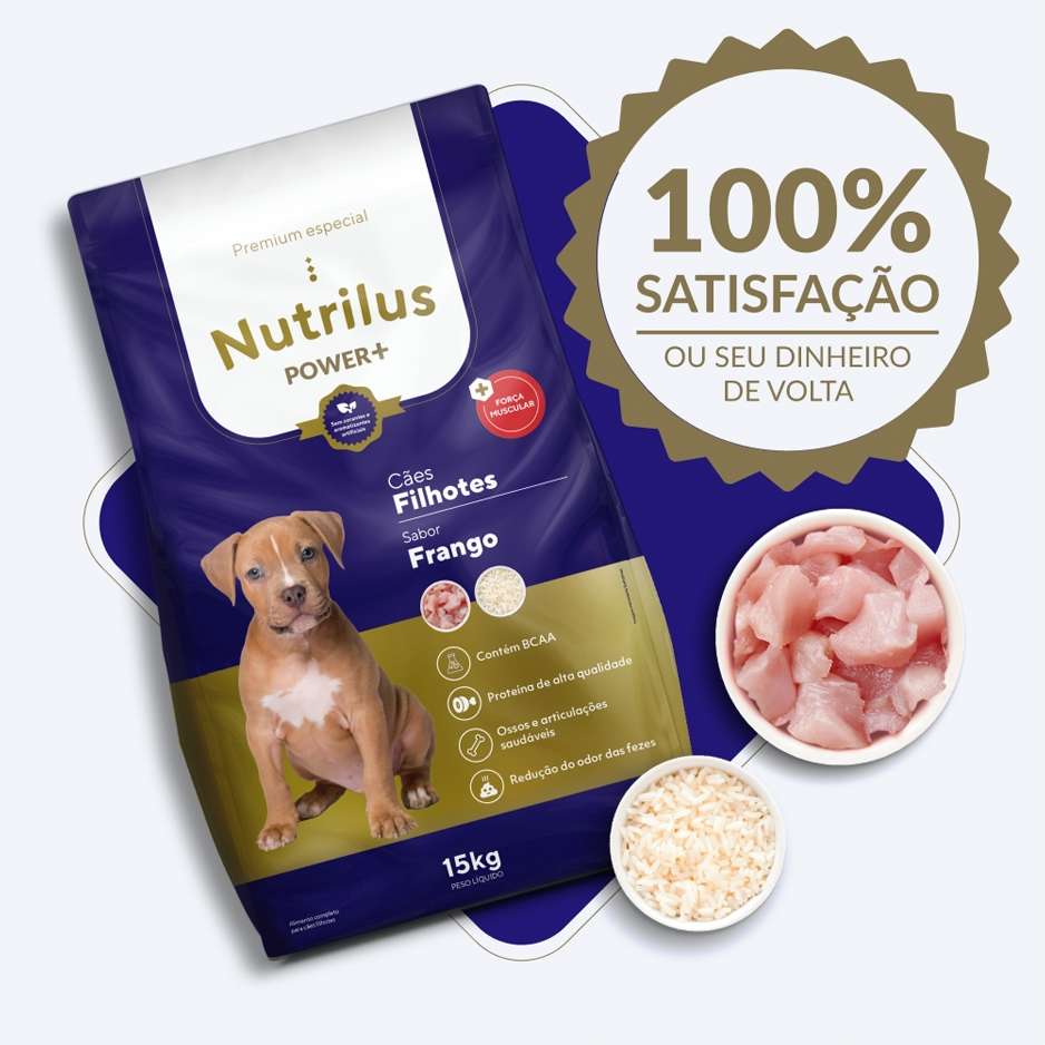 Ração Nutrilus Power+ Frango para Cães Filhotes - 15Kg