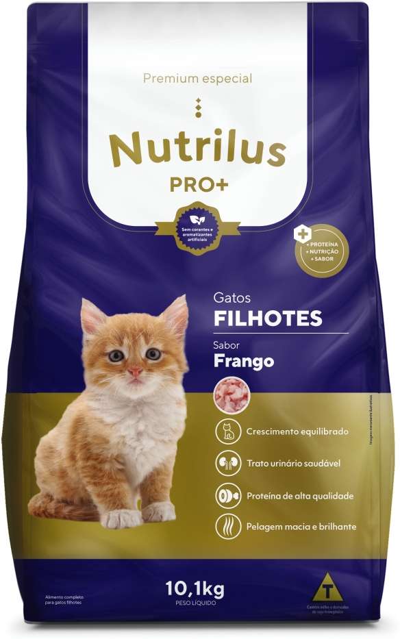 Ração Nutrilus Pro+ Frango para Gatos Filhotes - 10,1Kg