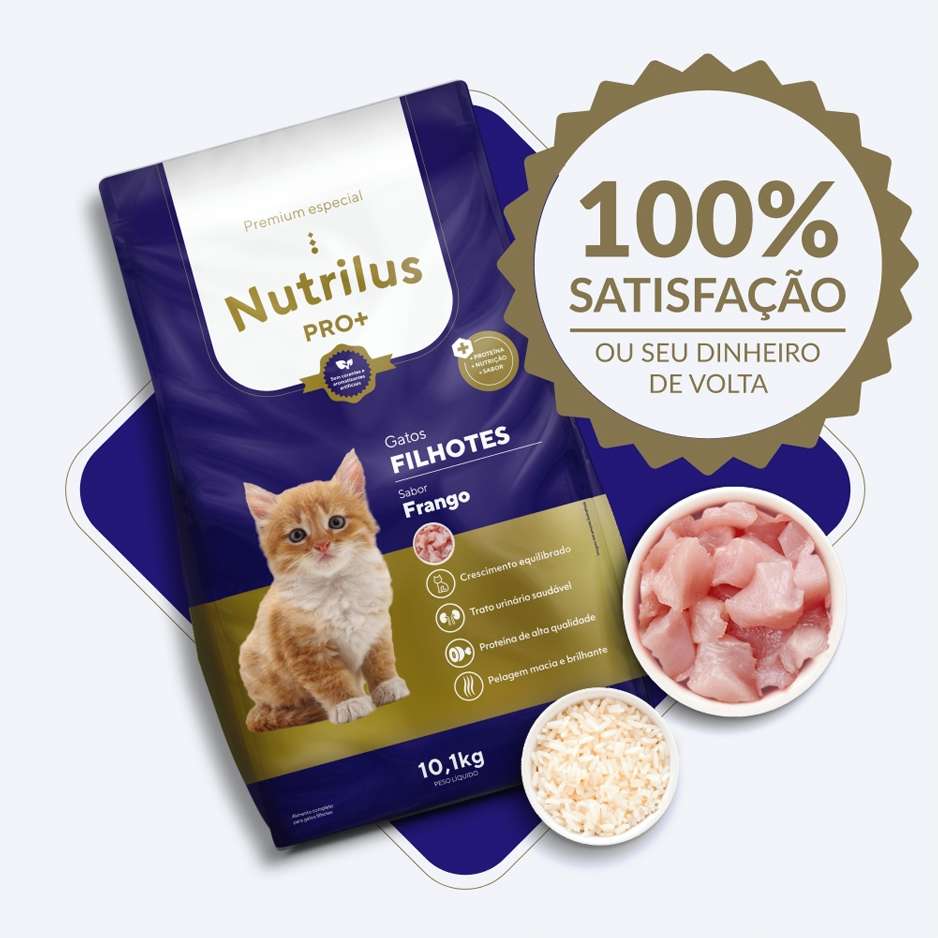 Ração Nutrilus Pro+ Frango para Gatos Filhotes - 10,1Kg