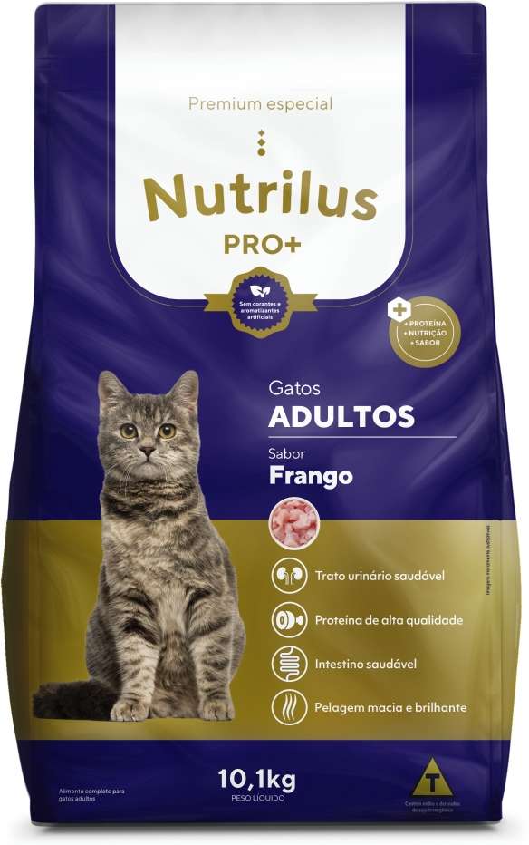 Ração Nutrilus Pro+ Frango para Gatos Adultos - 10,1Kg