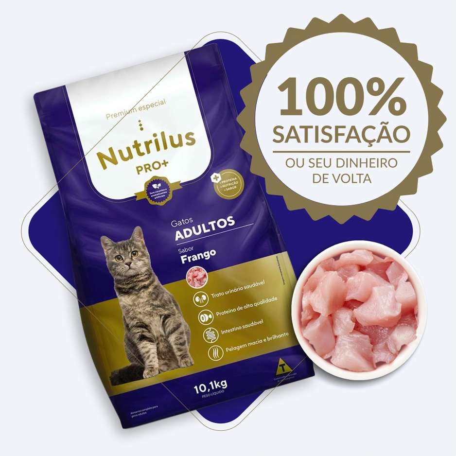 Ração Nutrilus Pro+ Frango para Gatos Adultos - 10,1Kg