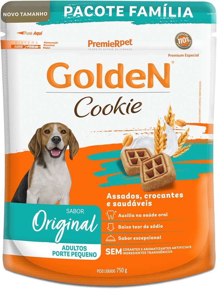 Biscoito GoldeN para Cães Adultos Porte Pequeno Sabor Original Cookie - 750 g