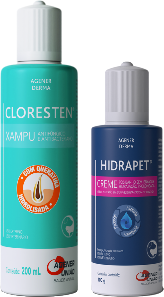 Kit Agener União Shampoo Cloresten Antifúngico e Antibacteriano e Creme Hidratante Hidrapet - KIT (200 mL + 100 g)