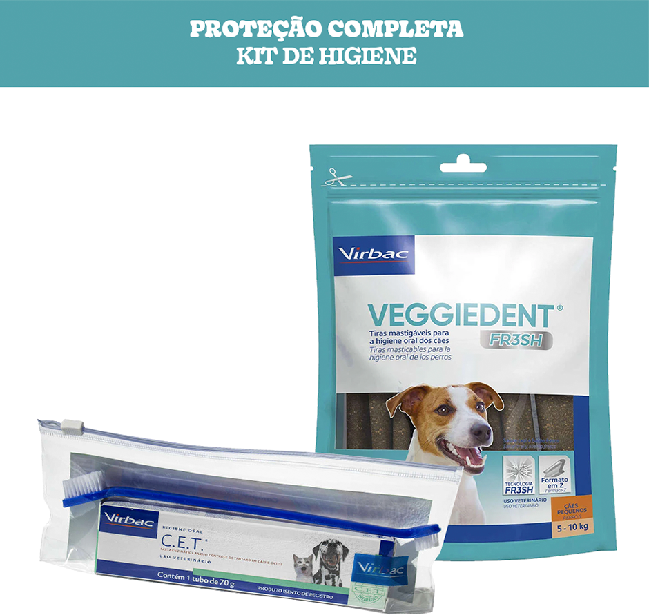 Kit Virbac Pasta Dental Enzimática CET e Tiras Mastigáveis para Cães - KIT