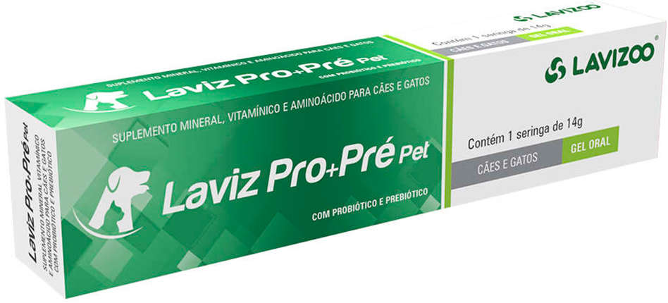 Suplemento Vitamínico Mineral Aminoácido Lavizoo Laviz Pró+Pré Pet para Cães e Gatos - 14 g