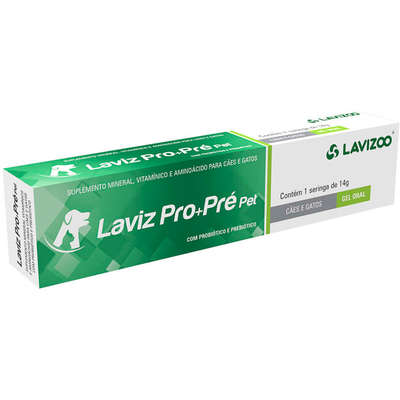 Suplemento Vitamínico Mineral Aminoácido Lavizoo Laviz Pró+Pré Pet para Cães e Gatos