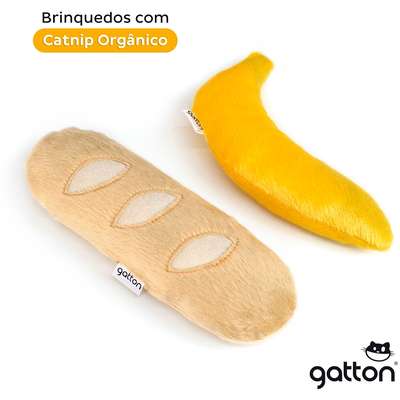 Brinquedo CatFood Big Baguete e Banana Pelúcia com Catnip para Gatos