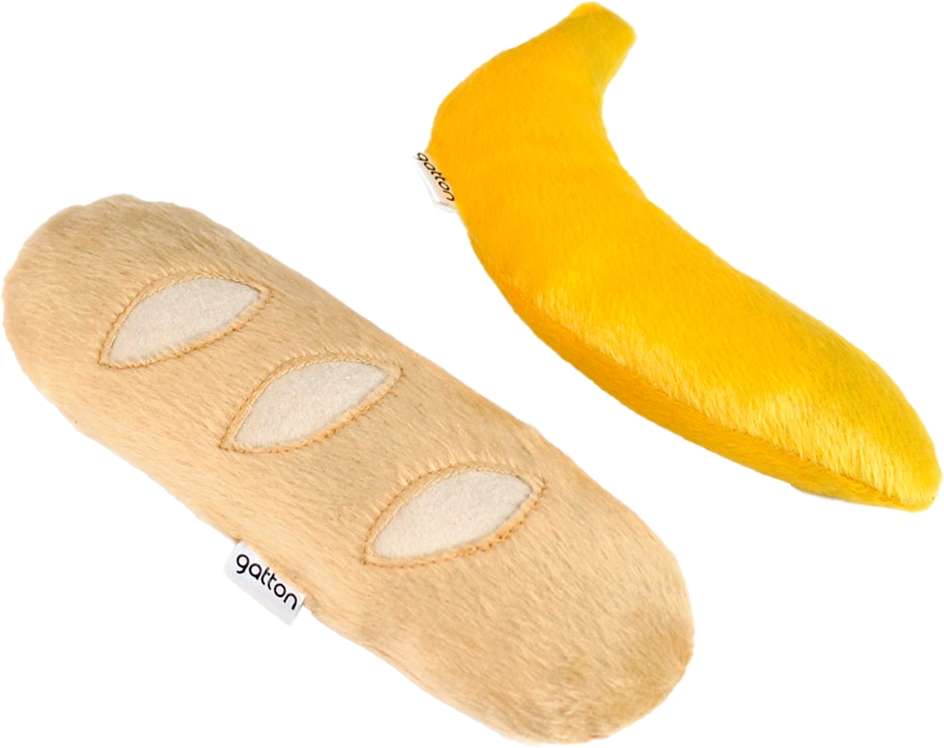 Brinquedo CatFood Big Baguete e Banana Pelúcia com Catnip para Gatos - Tam. Único