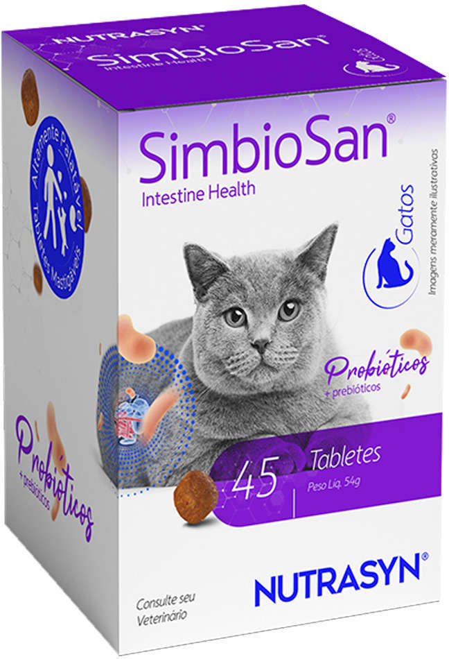 Suplemento Vitamínico Nutrasyn SimbioSan para Gatos - 45 Tabletes