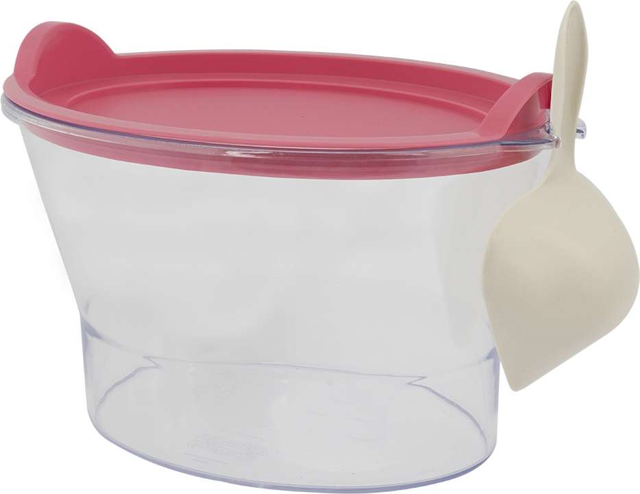 Porta Ração Família de Estimação Rosa com Pá Dosadora Amarela - 1Kg
