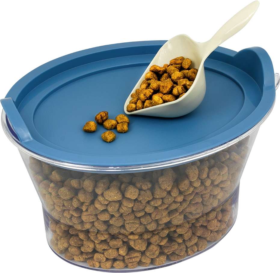 Porta Ração Família de Estimação Azul com Pá Dosadora - 1Kg