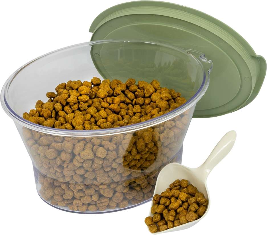 Porta Ração Família de Estimação Verde com Pá Dosadora - 1Kg