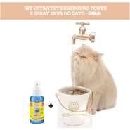 Kit Catmypet Bebedouro Fonte e Spray Erva do Gato Gold - KIT