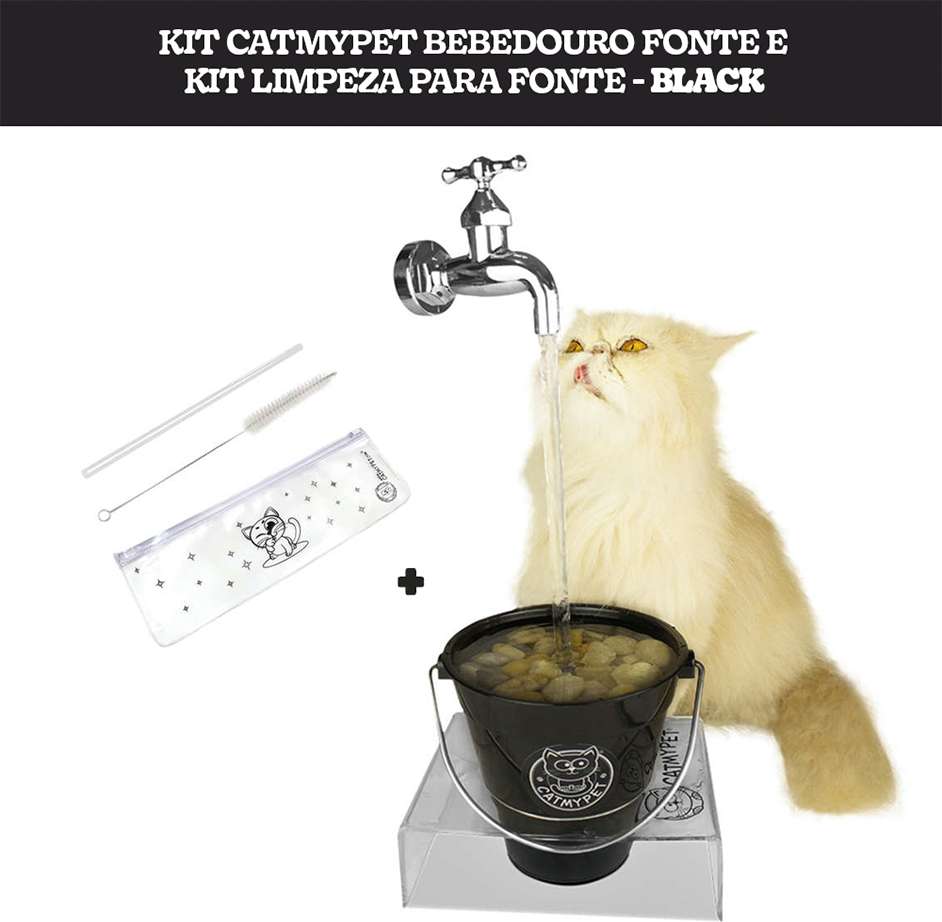 Kit Catmypet Bebedouro Fonte e Kit Limpeza para Fonte Black - KIT